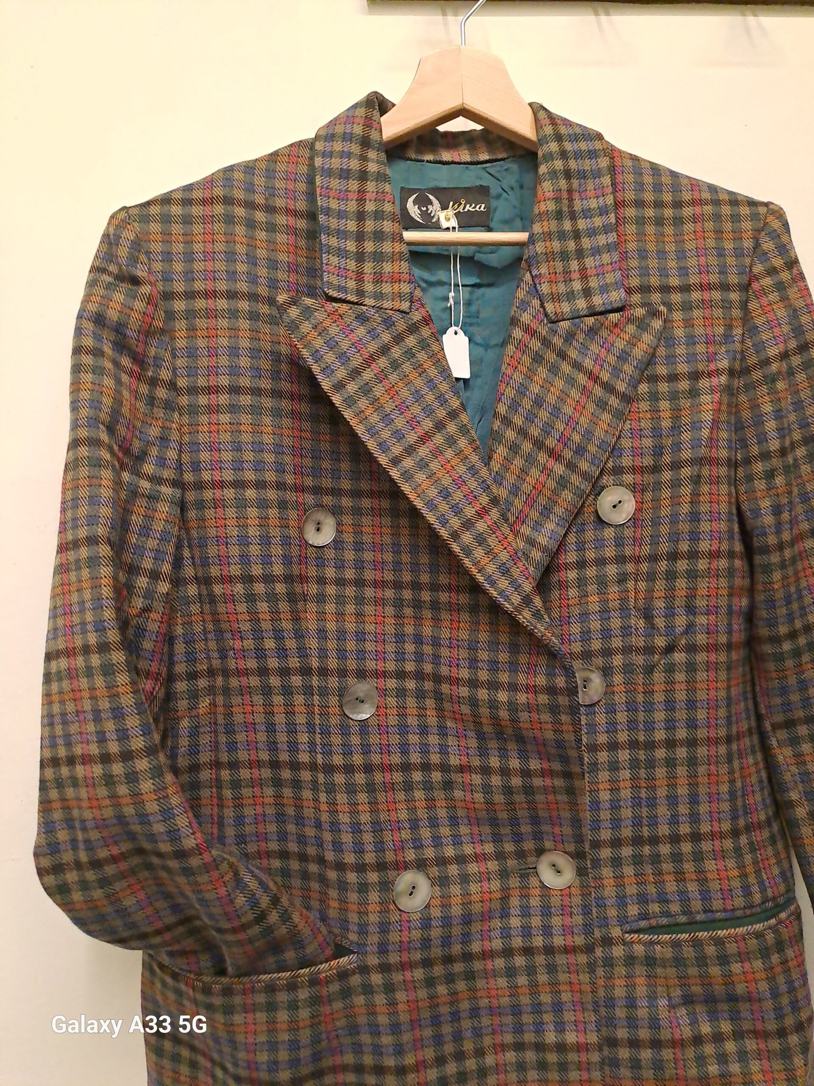 vintage plaid wool mix blazer - Image 3