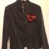 vintage cotton velvet cropped jacket with flower badge