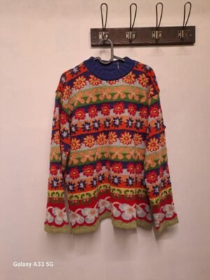 vintage floral oversize knitted sweater