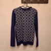 70's vintage geometric patterned blue knitted sweater