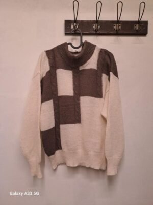 vintage geometric patterned knitted sweater