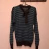vintage stripped knitted sweater with decorative bow