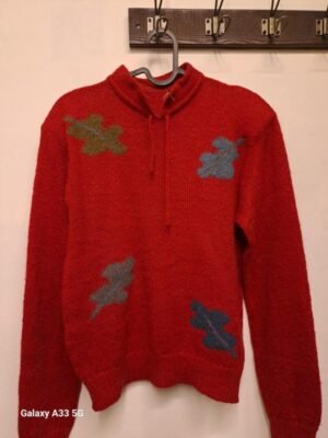 Alternative view of vintage hand knitted wool red sweater
