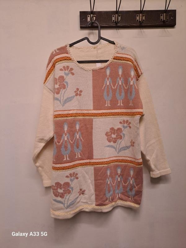 vintage patterned oversize knitted sweater