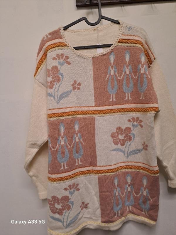 vintage patterned oversize knitted sweater - Image 2