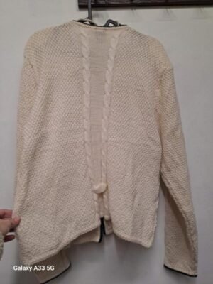 vintage tyrolean cream knitted cardigan with floral embroidery