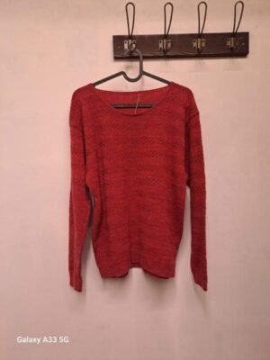 vintage hand knitted coral sweater