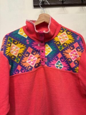 Alternative view of vintage unisex coral pink fleece sweater
