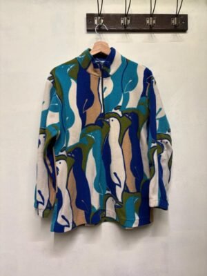vintage unisex fleece sweater with penguins