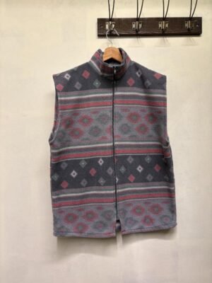 vintage unisex fleece vest (grey,pink)