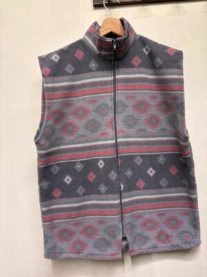 Alternative view of vintage unisex fleece vest (grey,pink)