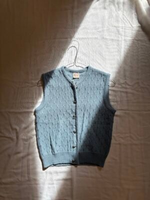vintage wool blend blue grey vest