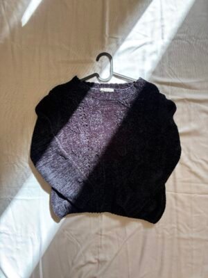 Alternative view of vintage velvet knitted dark blue sweater