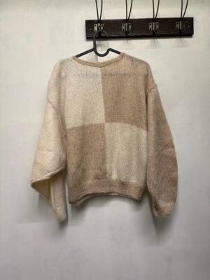 vintage cream & beige wool hand knitted sweater