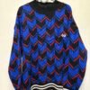 vintage electric blue patterned drallon(waterproof fiber) knitted sweater