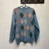 vintage 100% wool light blue geometric patterned knitted sweater