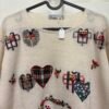 vintage wool & alpaca blend knitted cream sweater with hearts