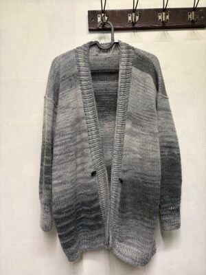 vintage wool hand knitted cardigan in grey tones