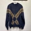 vintage unisex blue grey knitted geometric patterned granpa's sweater