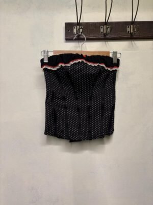 Alternative view of vintage black & white polka dot corset top M