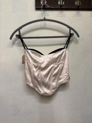 vintage pastel pink satin corset top
