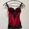 vintage red & black polka dot and lace lingerie corset