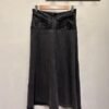 vintage grey black denim skirt, A line with faux leather basque