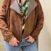 vintage chocolate brown suede jacket with leather lapels