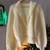 vintage romantic knitted cardigan in pastel yellow