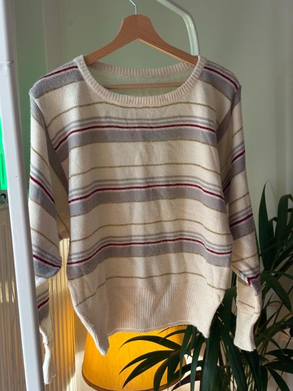 vintage cream stripped knitted sweater - Image 2