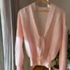 vintage romantic pastel pink knitted cardigan