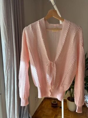 vintage romantic pastel pink knitted cardigan