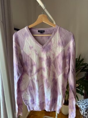 Alternative view of vintage lilac cotton tie dye knitted sweater