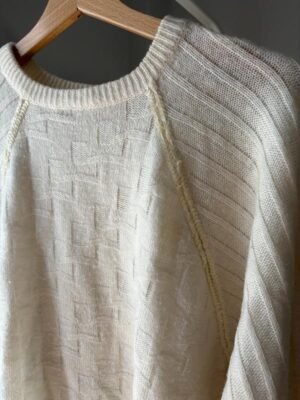 Alternative view of vintage cream knitted sweater with sequin details