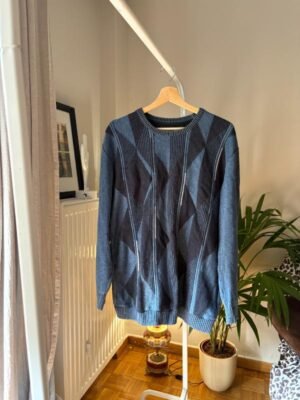 vintage blue grey granpa's cotton mix sweater