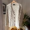 vintage cotton mix knitted cardigan with V neck