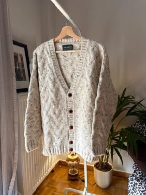 vintage cotton mix knitted cardigan with V neck