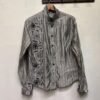 vintage silk silver stripped shirt with floral bead work