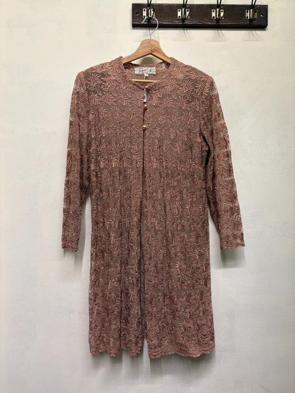 vintage dusty pink lace long tunic