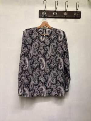 vintage silk black & white paisley blouse