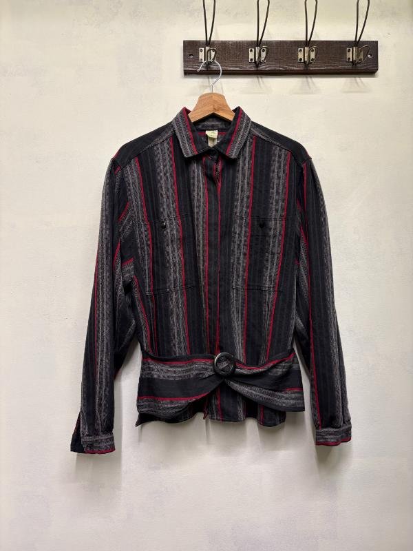vintage wool stripped shirt with basque