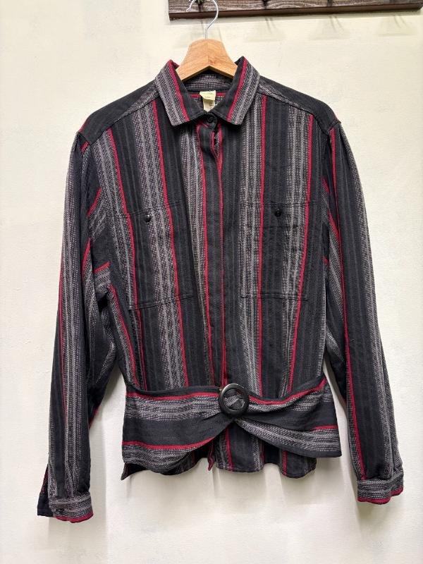 vintage wool stripped shirt with basque - Image 2