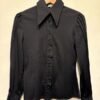 70's vintage black shirt with pleated sleeves and pointy lapels