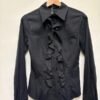 vintage black cotton mix shirt with frills