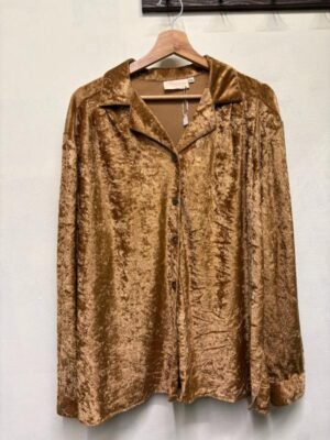 Alternative view of vintage golden bronze velvet shirt