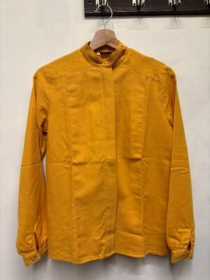 vintage wool golden yellow shirt with mao colar