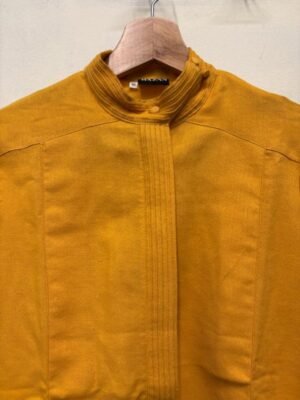 Alternative view of vintage wool golden yellow shirt with mao colar