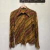 70's vintage geometric patterned shirt with pointy lapeles