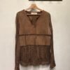 vintage Rene Dehry suede & crochet brown blouse