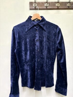 vintage velvet jaqcuard midnight blue shirt